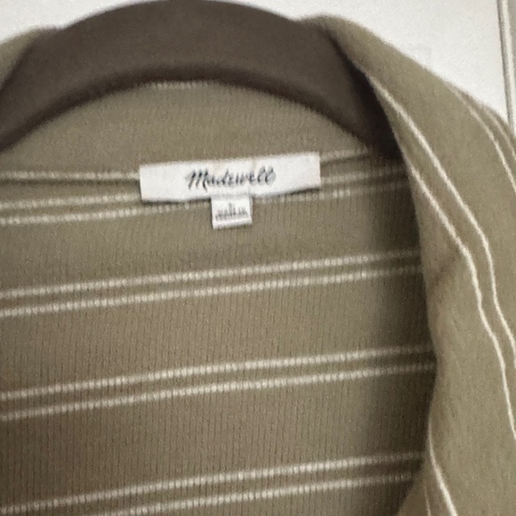 Madewell Stylish Olive Striped Men's Shirt- Large - Picture 2 of 6